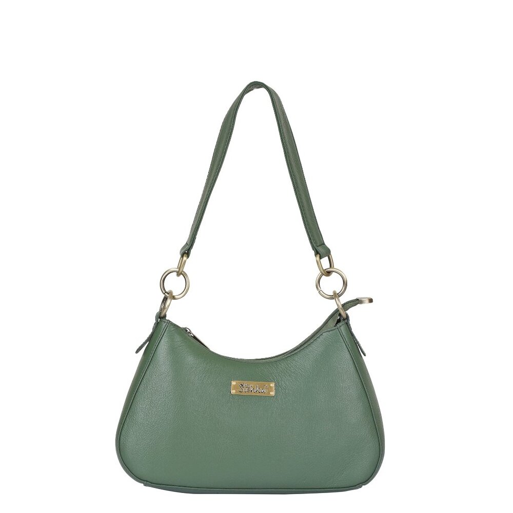 Women Olive Green Leather Hobo Shoulder Bag -Top Handle Tote Bag, Satchel Purse